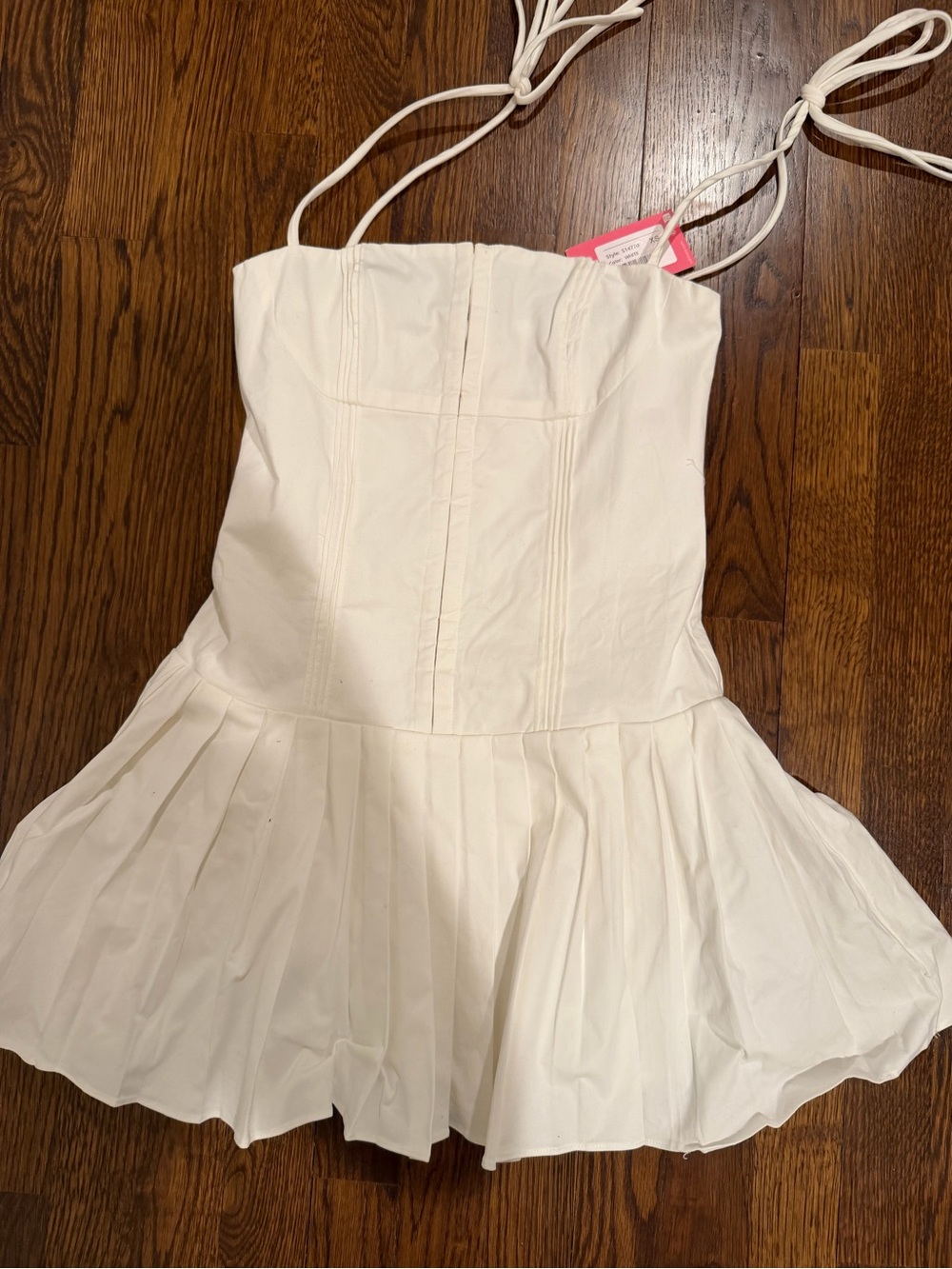Edikted White Pleated Dress with Tie Straps
